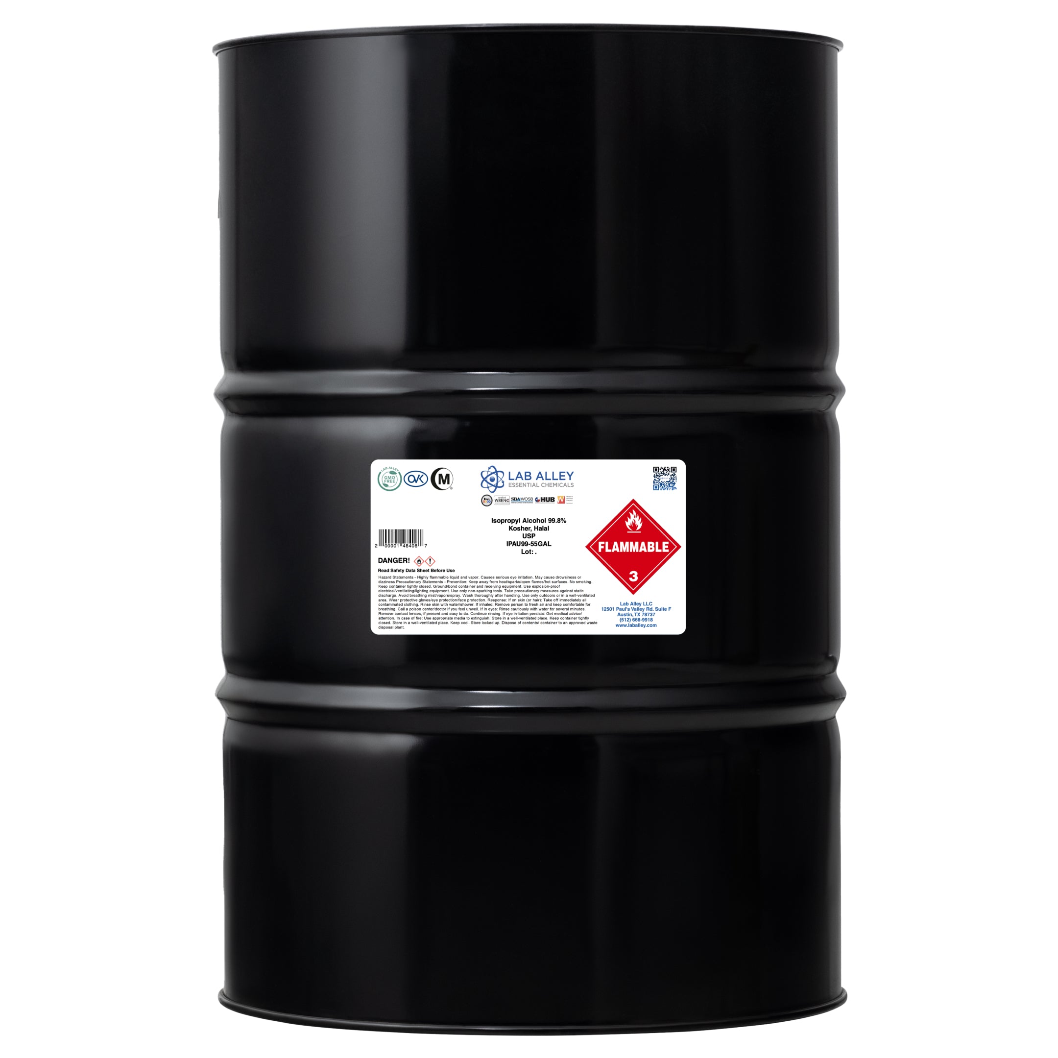 Isopropyl Alcohol 99.8% USP Grade, Kosher, Halal