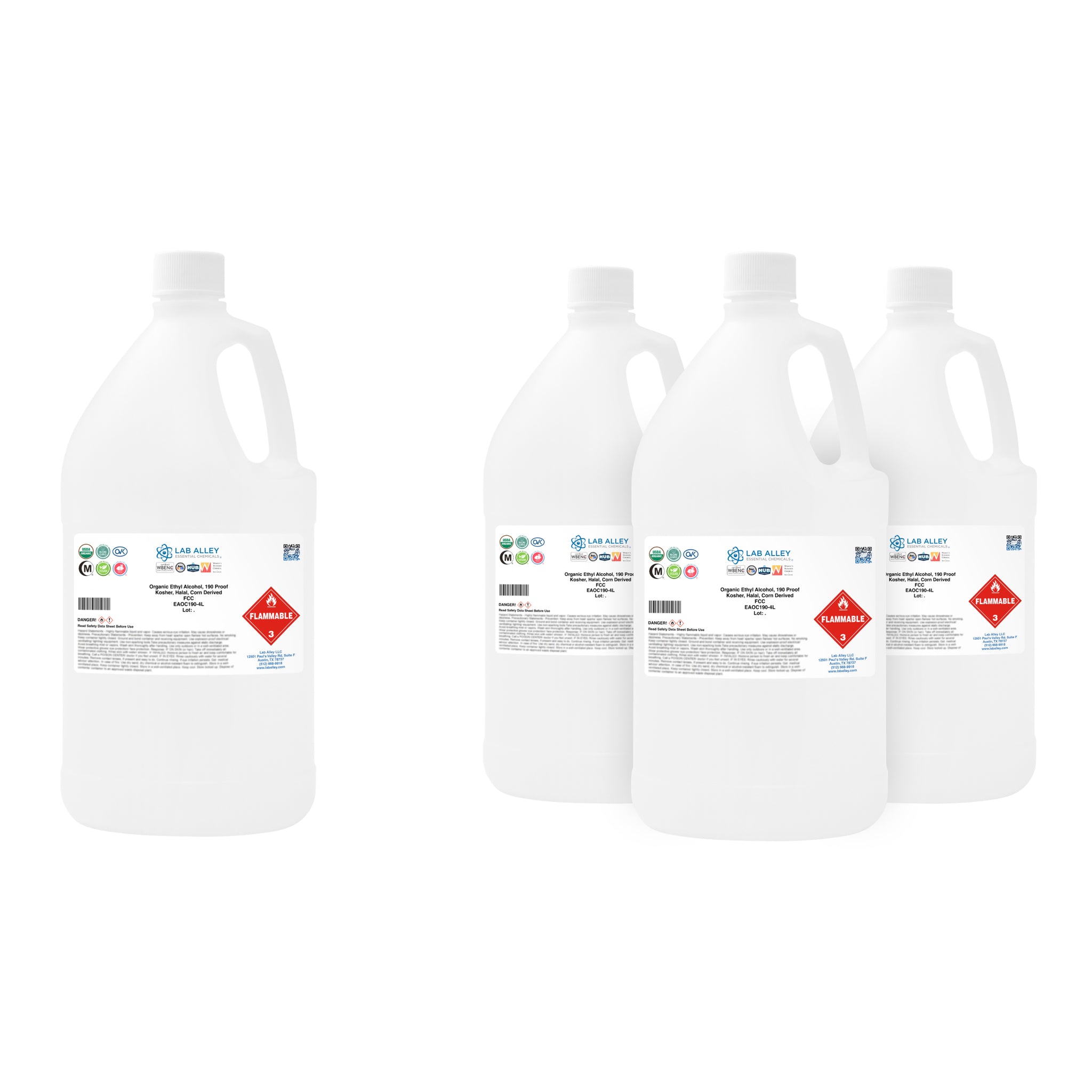 Organic Ethyl Alcohol, Corn, 190 Proof, Kosher, Halal, FCC