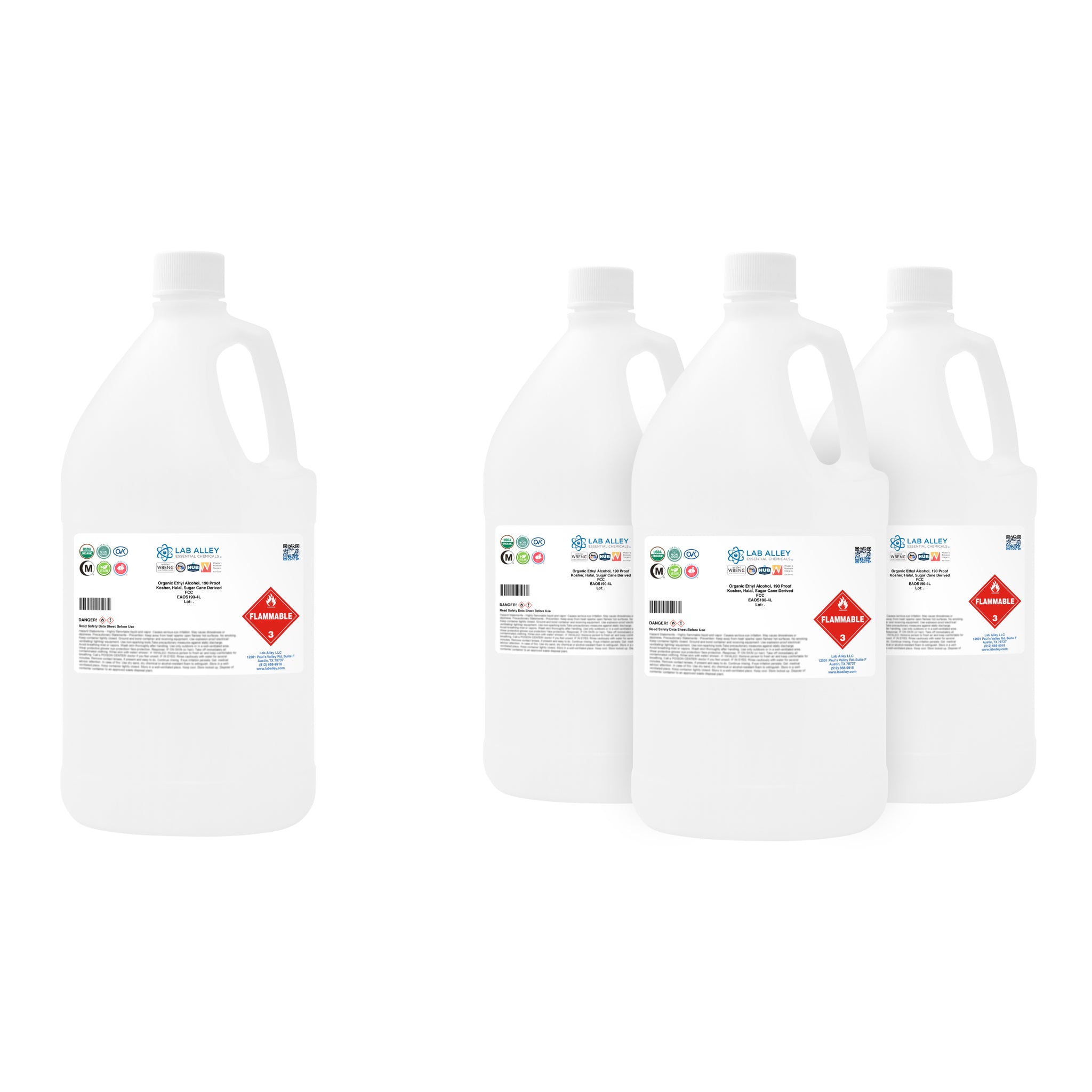 Organic Ethyl Alcohol, Sugar Cane, 190 Proof Kosher, Halal, FCC