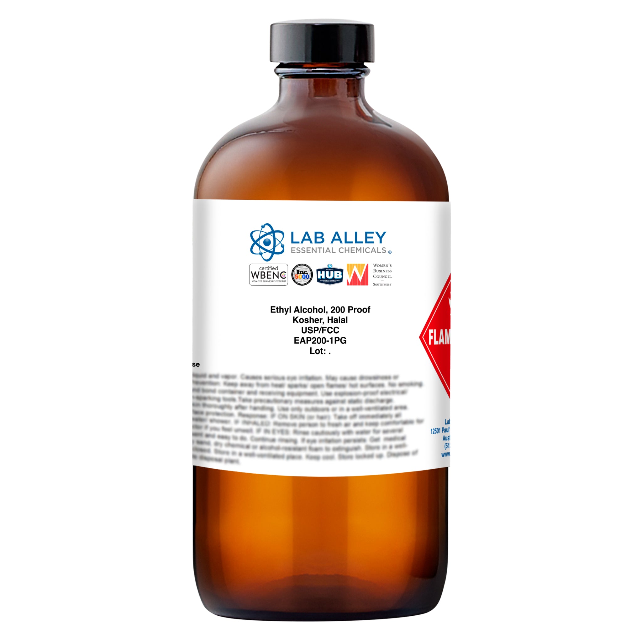Ethanol 200 Proof (100%) Undenatured Alcohol, USP/FCC Food Grade, Kosher, Halal