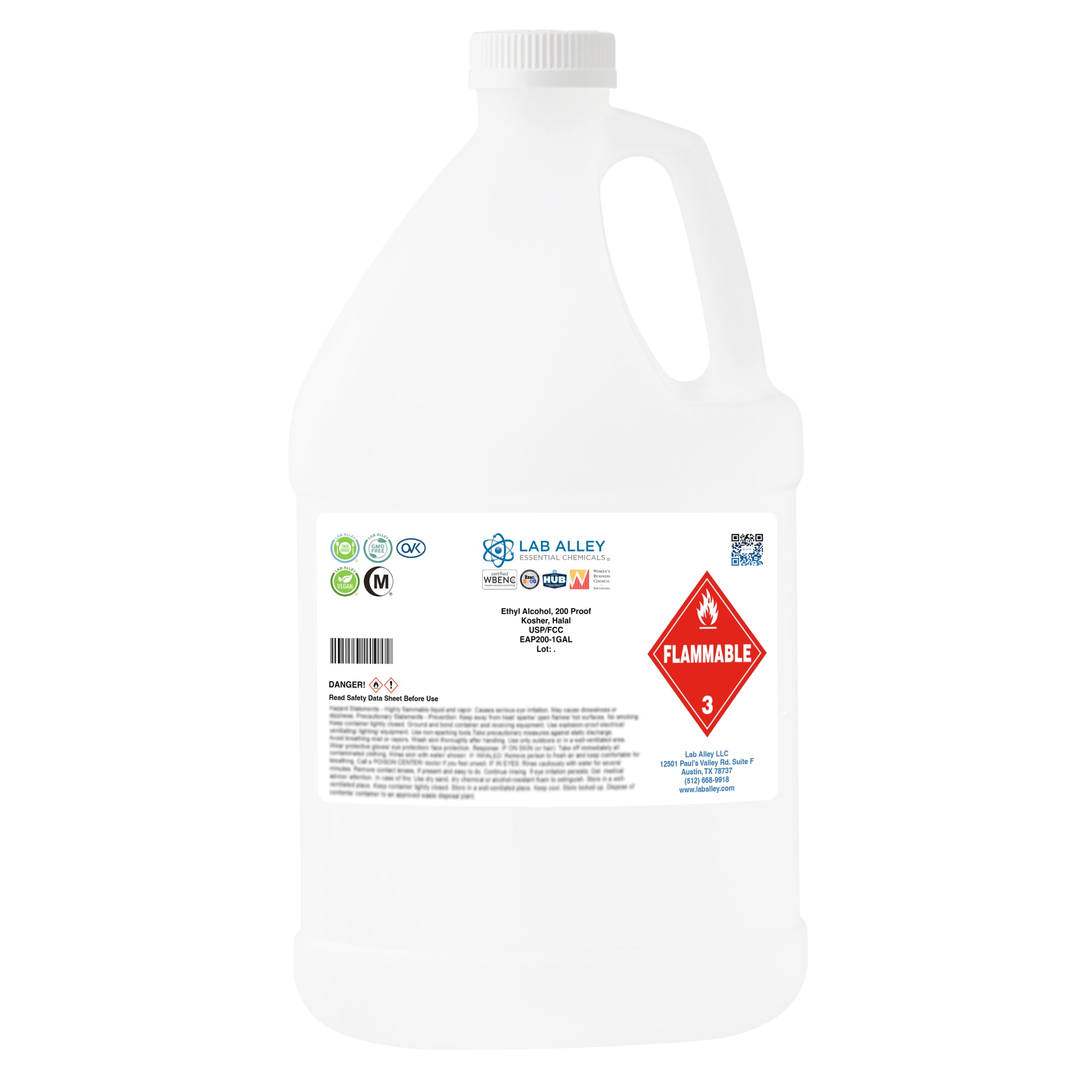 Ethanol 200 Proof (100%) Undenatured Alcohol, USP/FCC Food Grade, Kosher, Halal