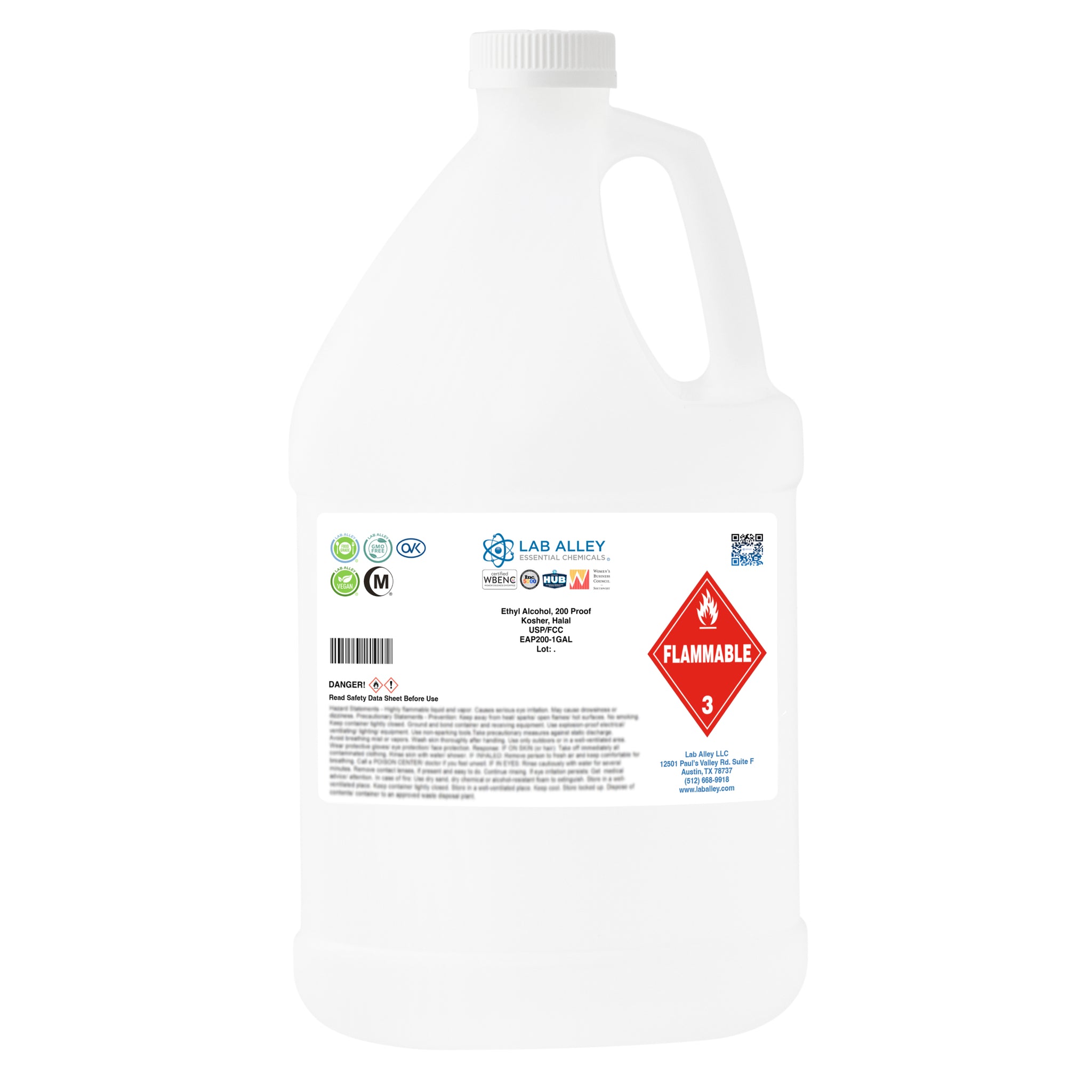 Ethanol 200 Proof (100%) Undenatured Alcohol, USP/FCC Food Grade, Kosher, Halal