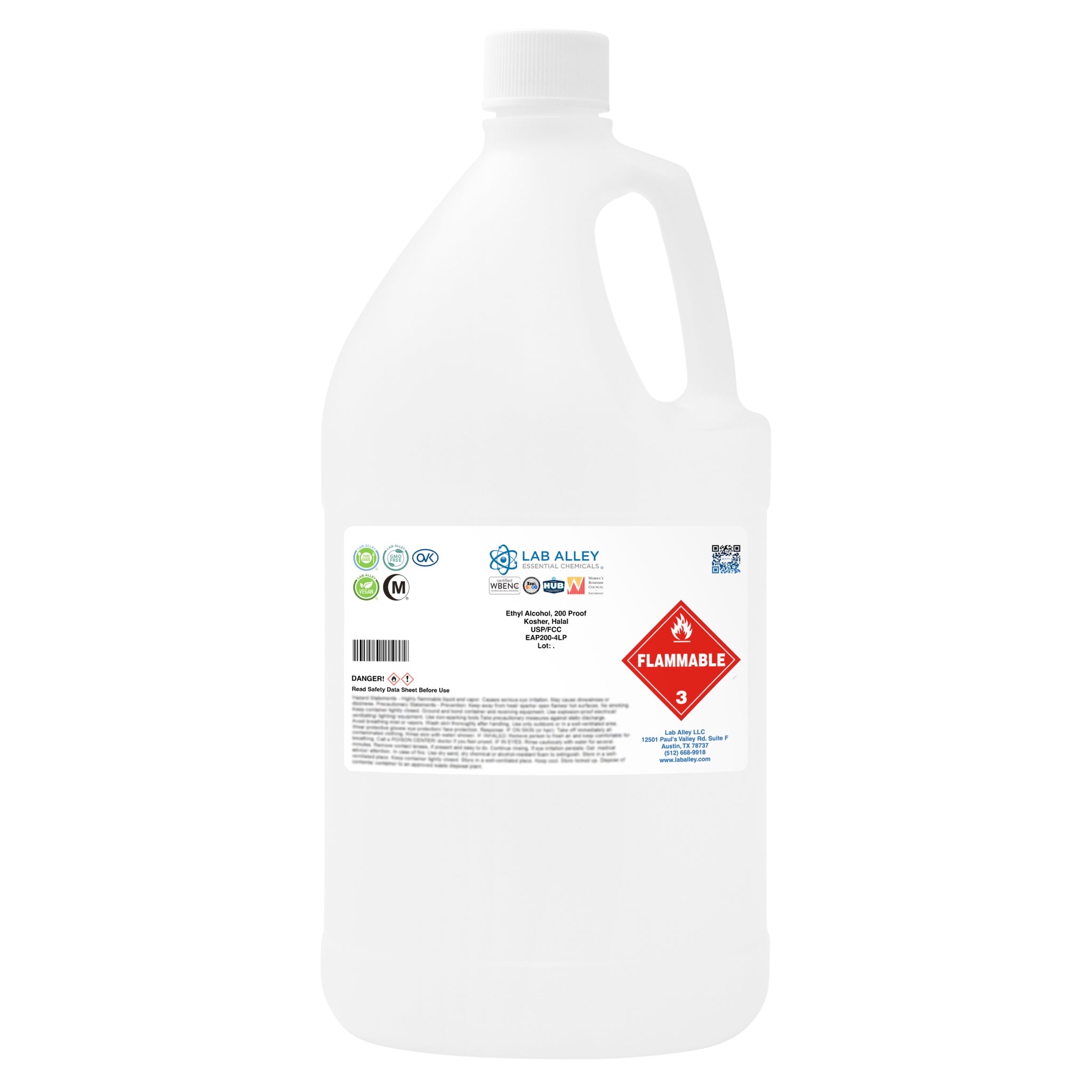 Ethanol 200 Proof (100%) Undenatured Alcohol, USP/FCC Food Grade, Kosher, Halal