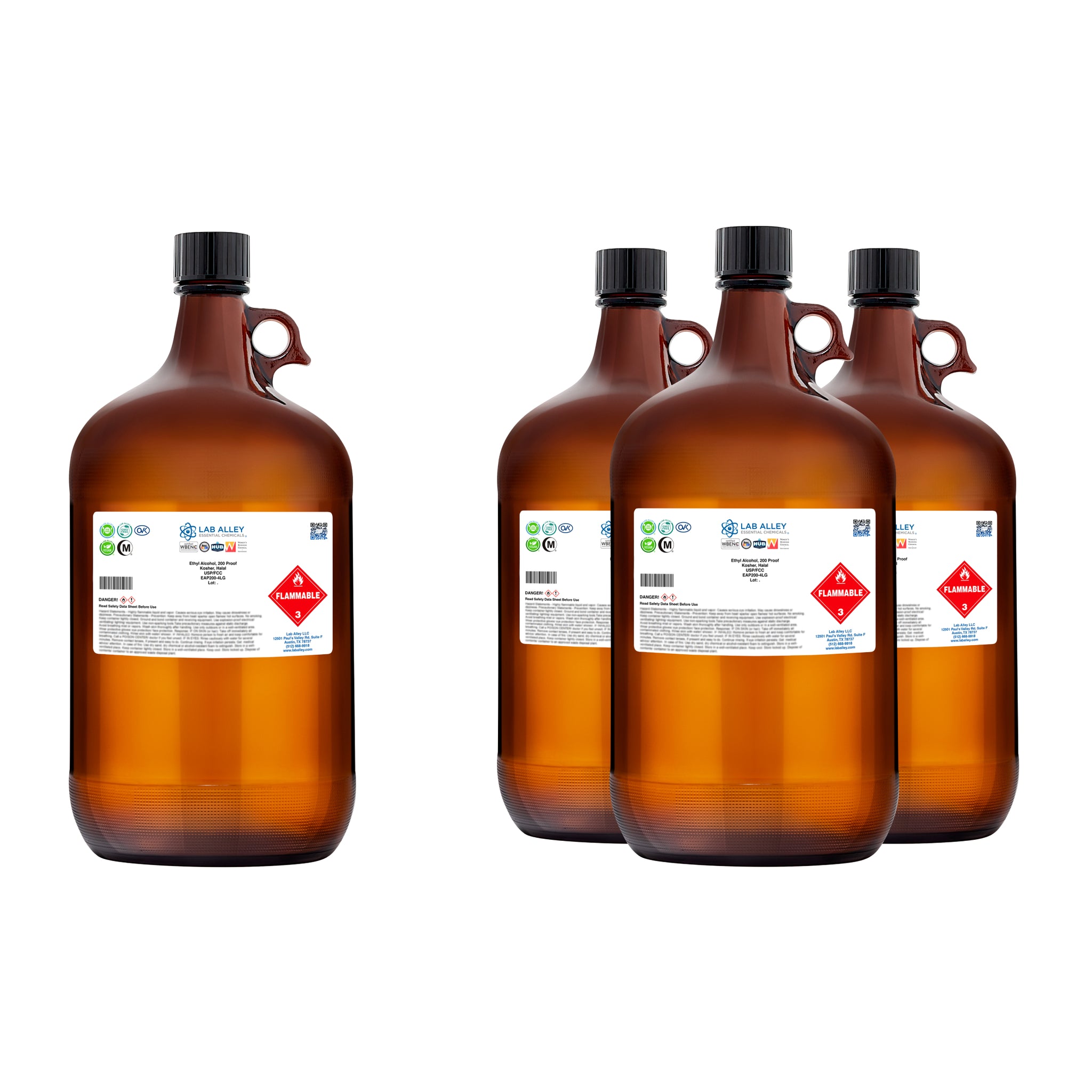 Ethanol 200 Proof (100%) Undenatured Alcohol, USP/FCC Food Grade, Kosher, Halal