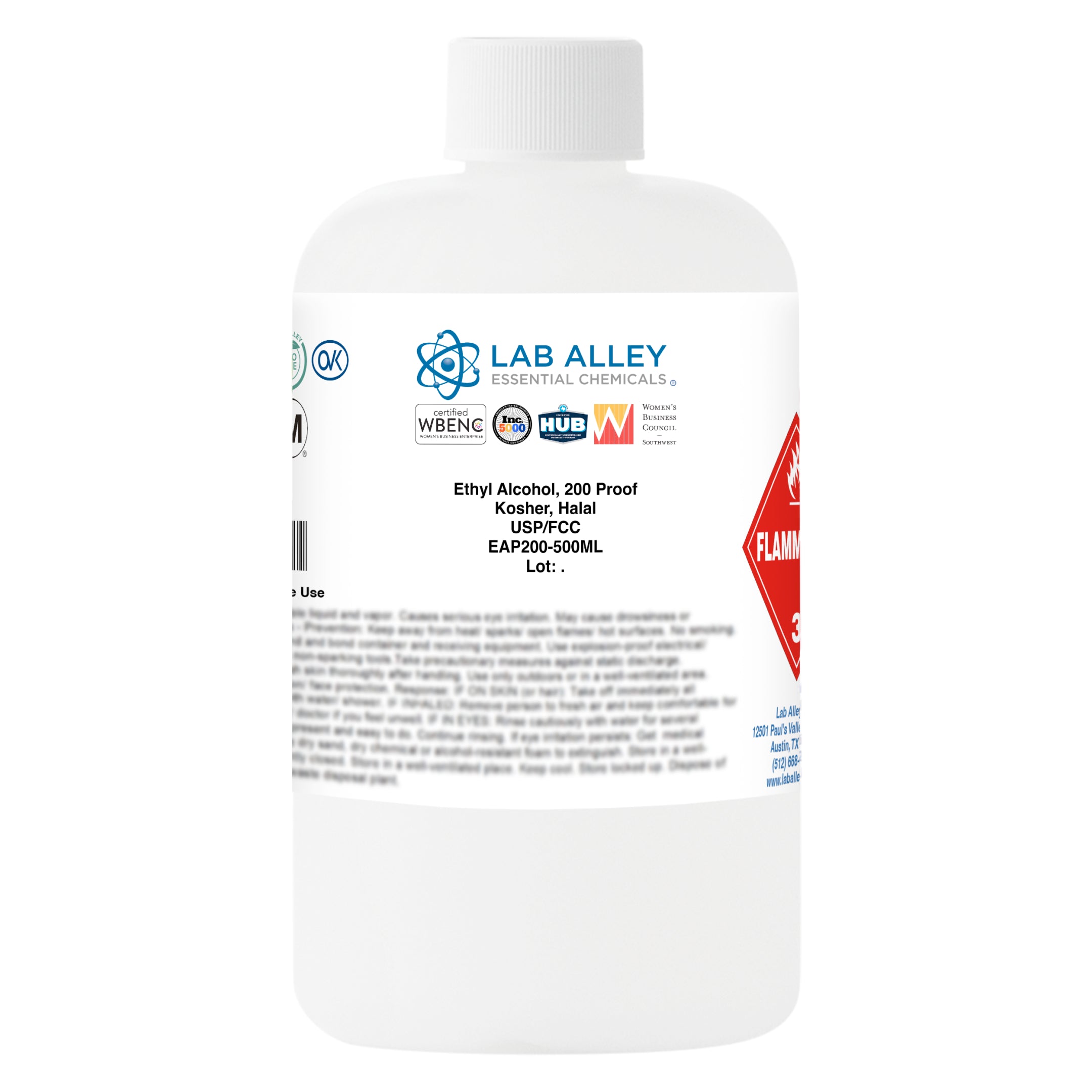 Ethanol 200 Proof (100%) Undenatured Alcohol, USP/FCC Food Grade, Kosher, Halal