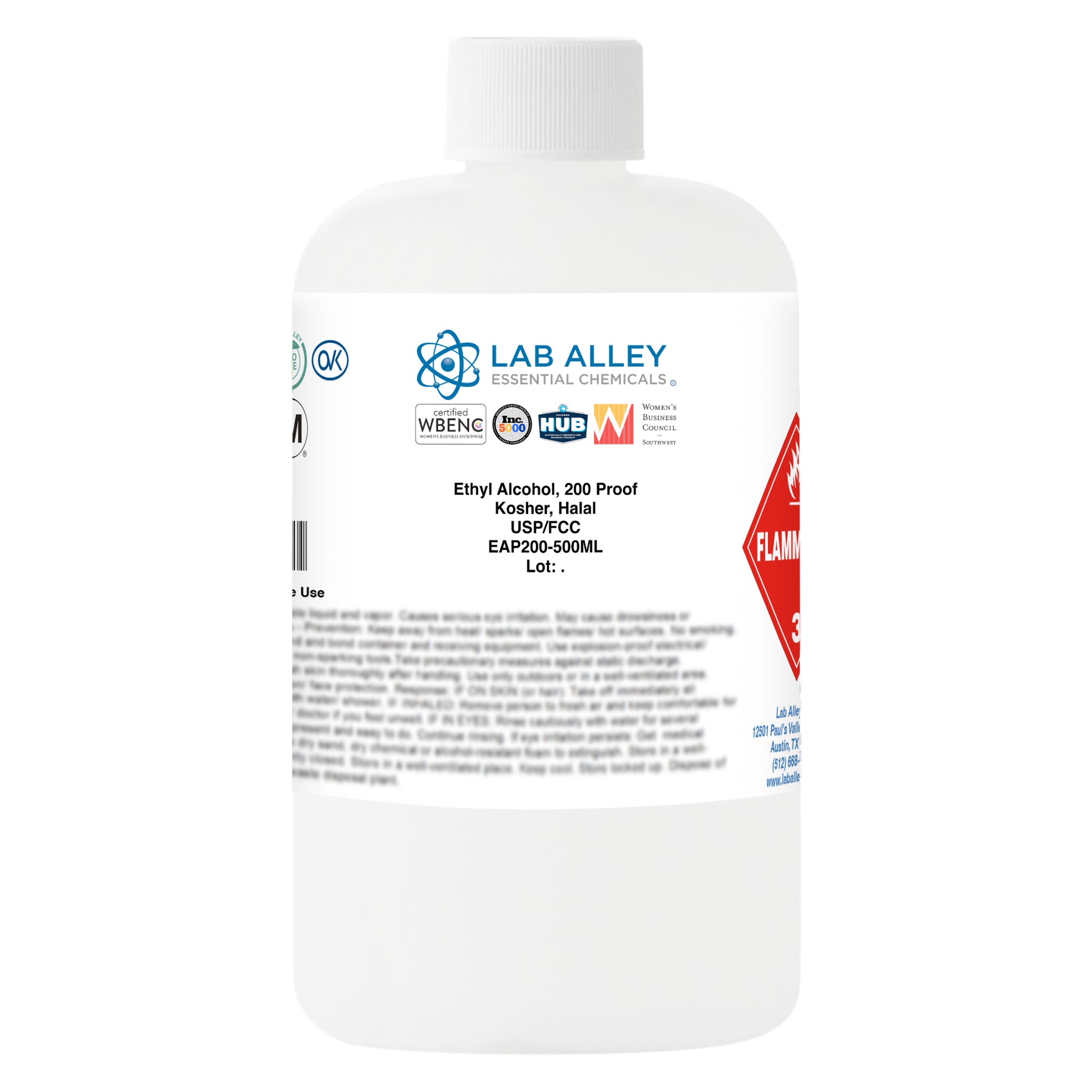 Ethanol 200 Proof (100%) Undenatured Alcohol, USP/FCC Food Grade, Kosher, Halal