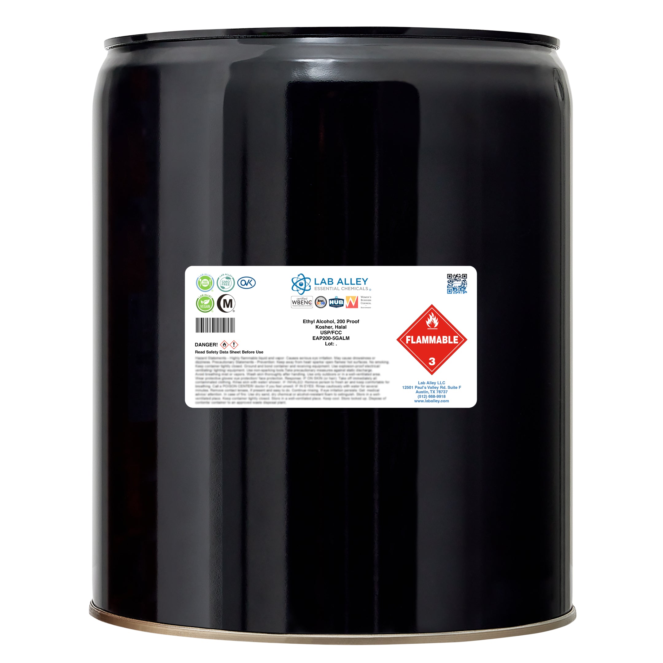 Ethanol 200 Proof (100%) Undenatured Alcohol, USP/FCC Food Grade, Kosher, Halal