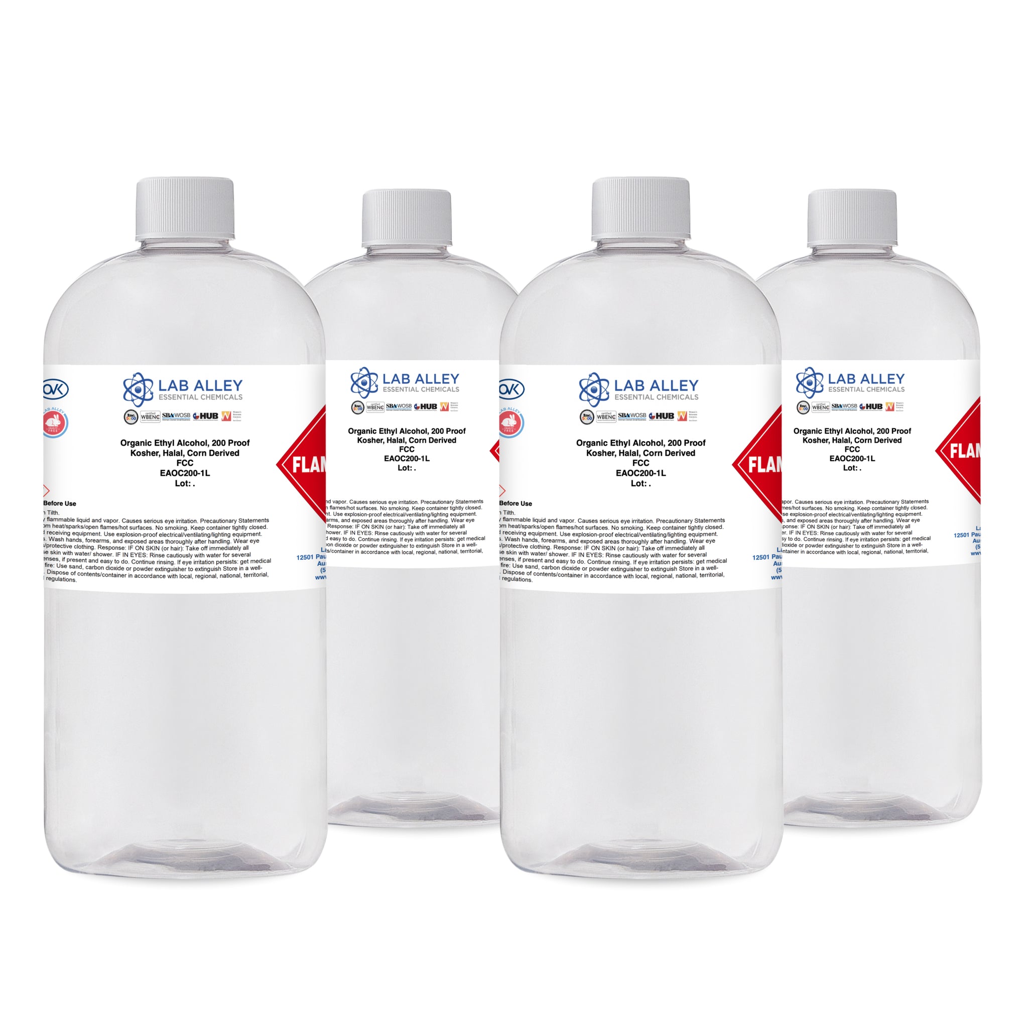 Organic Ethyl Alcohol, Corn, 200 Proof, Kosher, Halal, FCC