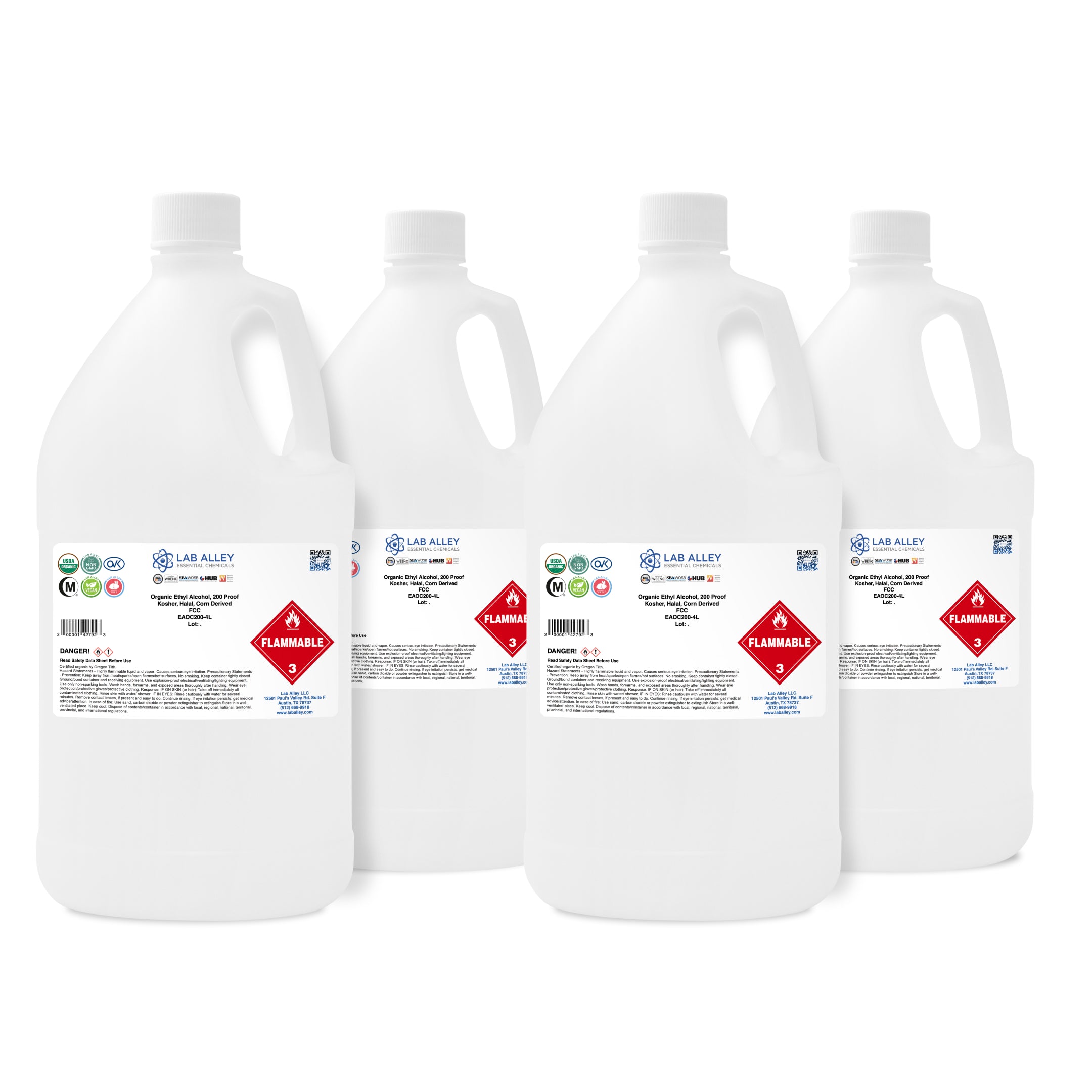 Organic Ethyl Alcohol, Corn, 200 Proof, Kosher, Halal, FCC