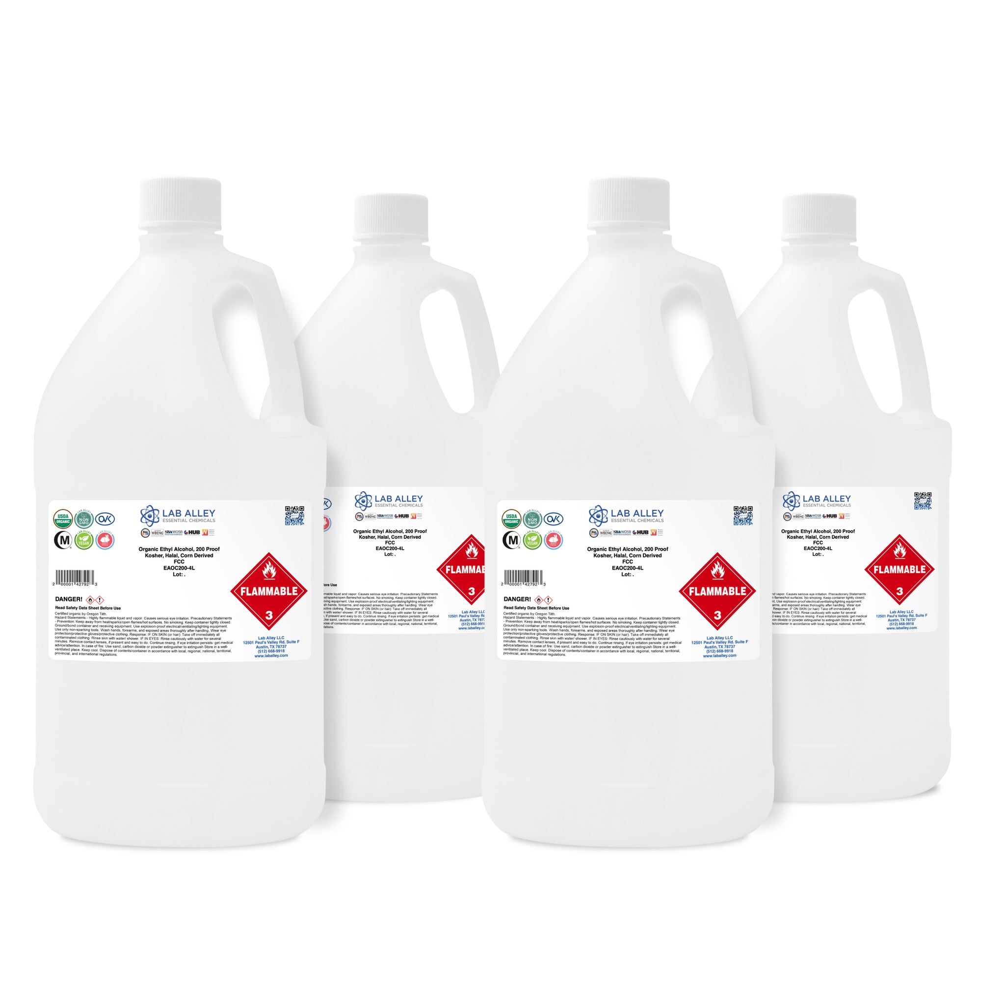 Organic Ethyl Alcohol, Corn, 200 Proof, Kosher, Halal, FCC