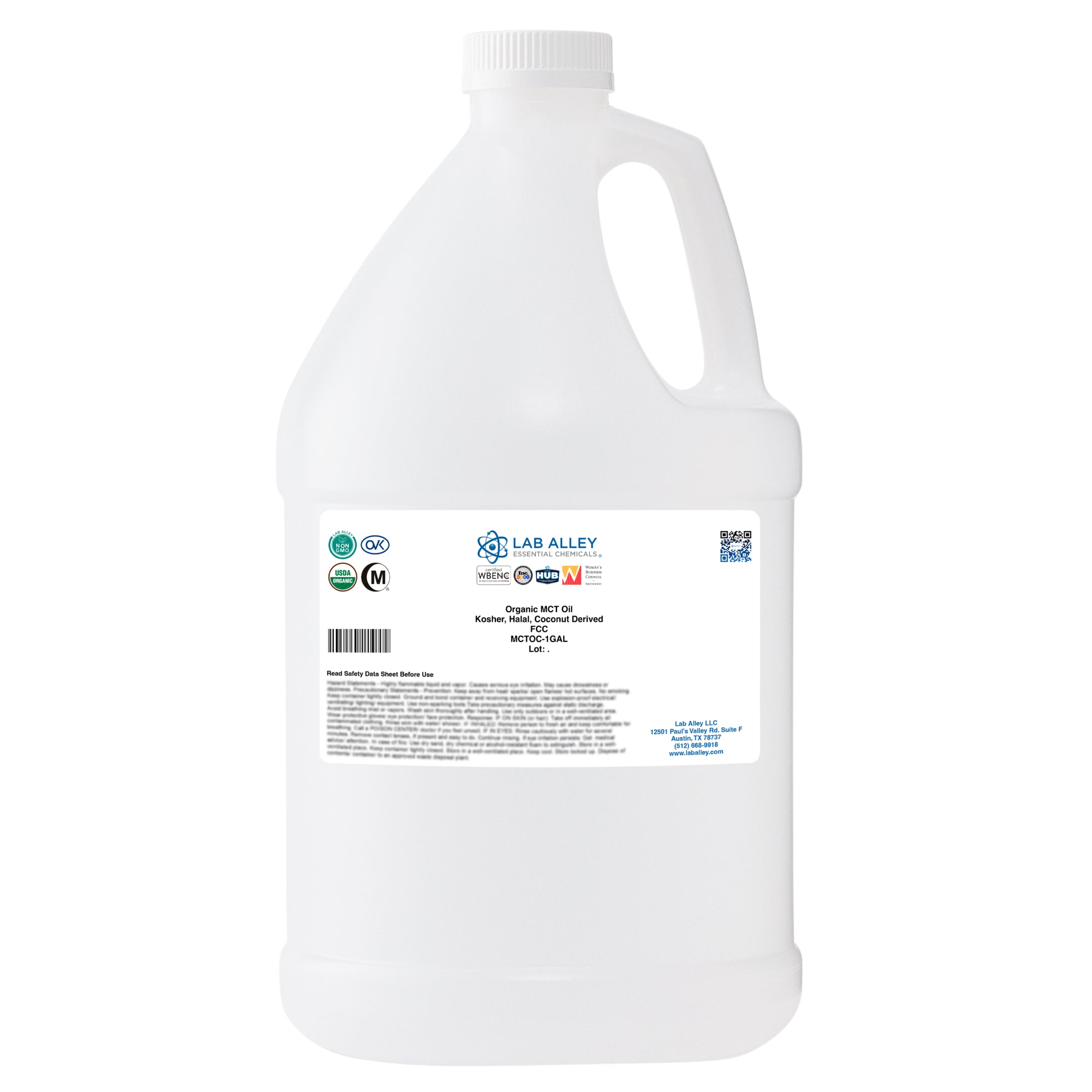 Organic MCT Oil, Kosher, Halal, USP/FCC