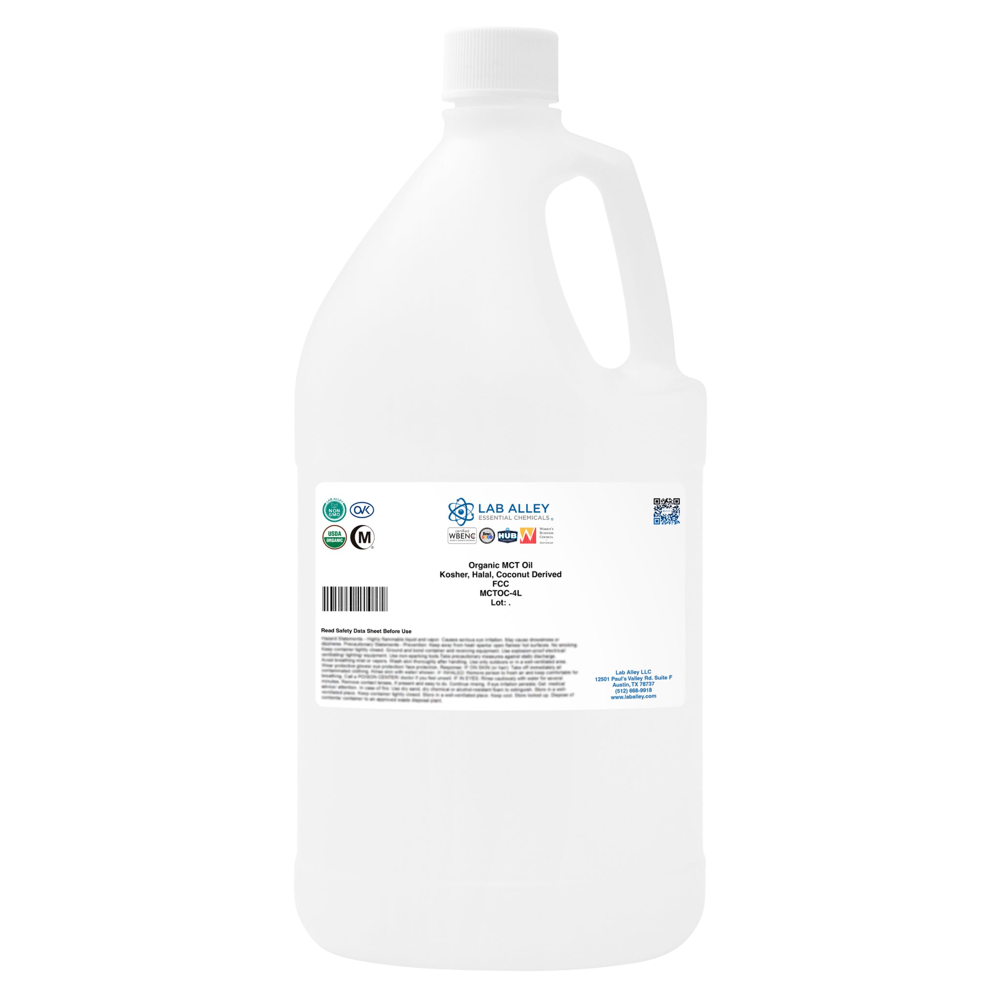 Organic MCT Oil, Kosher, Halal, USP/FCC