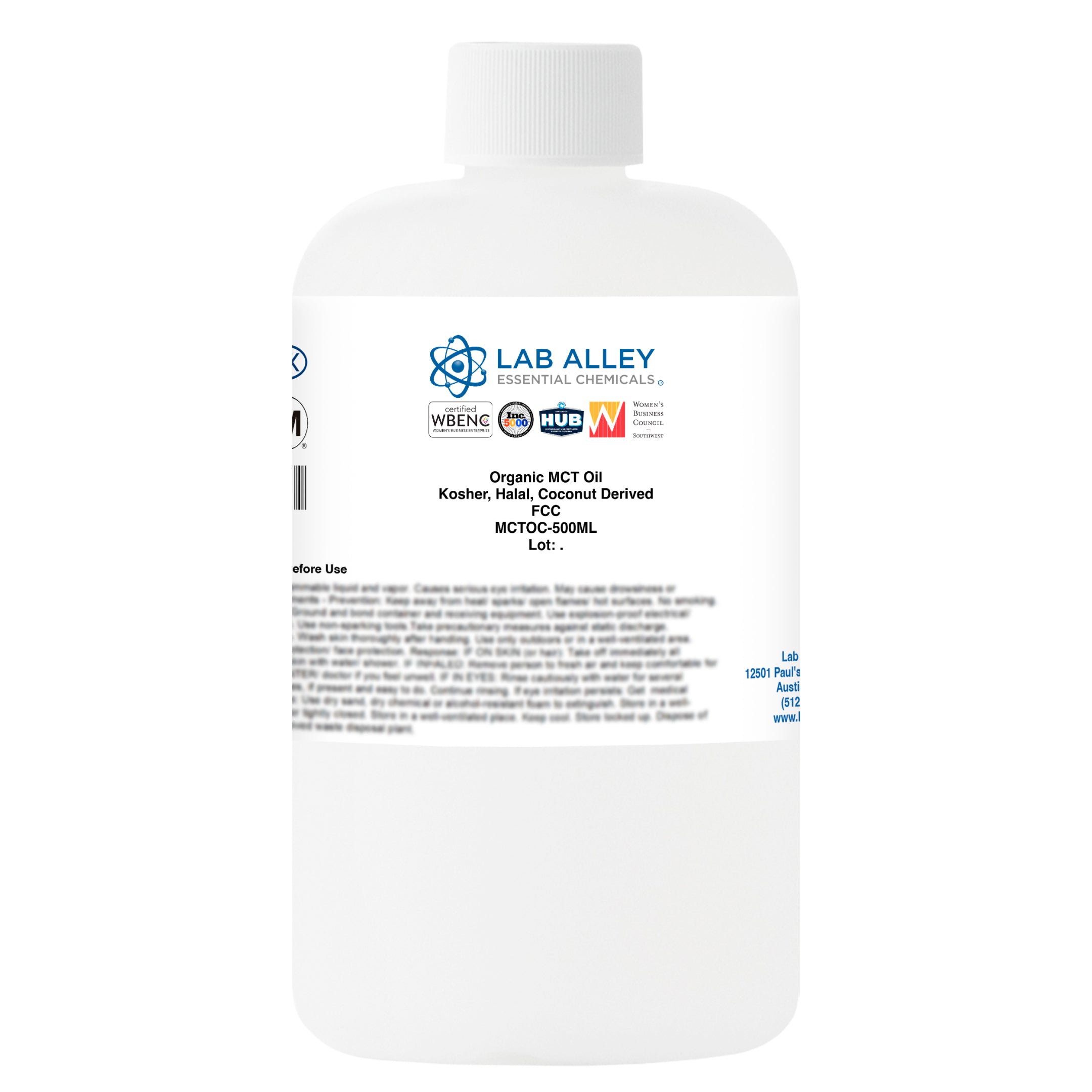 Organic MCT Oil, Kosher, Halal, USP/FCC
