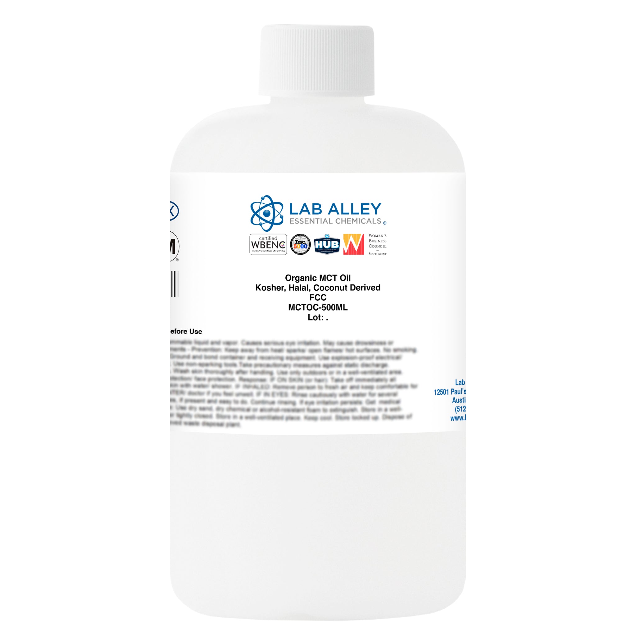 Organic MCT Oil, Kosher, Halal, USP/FCC