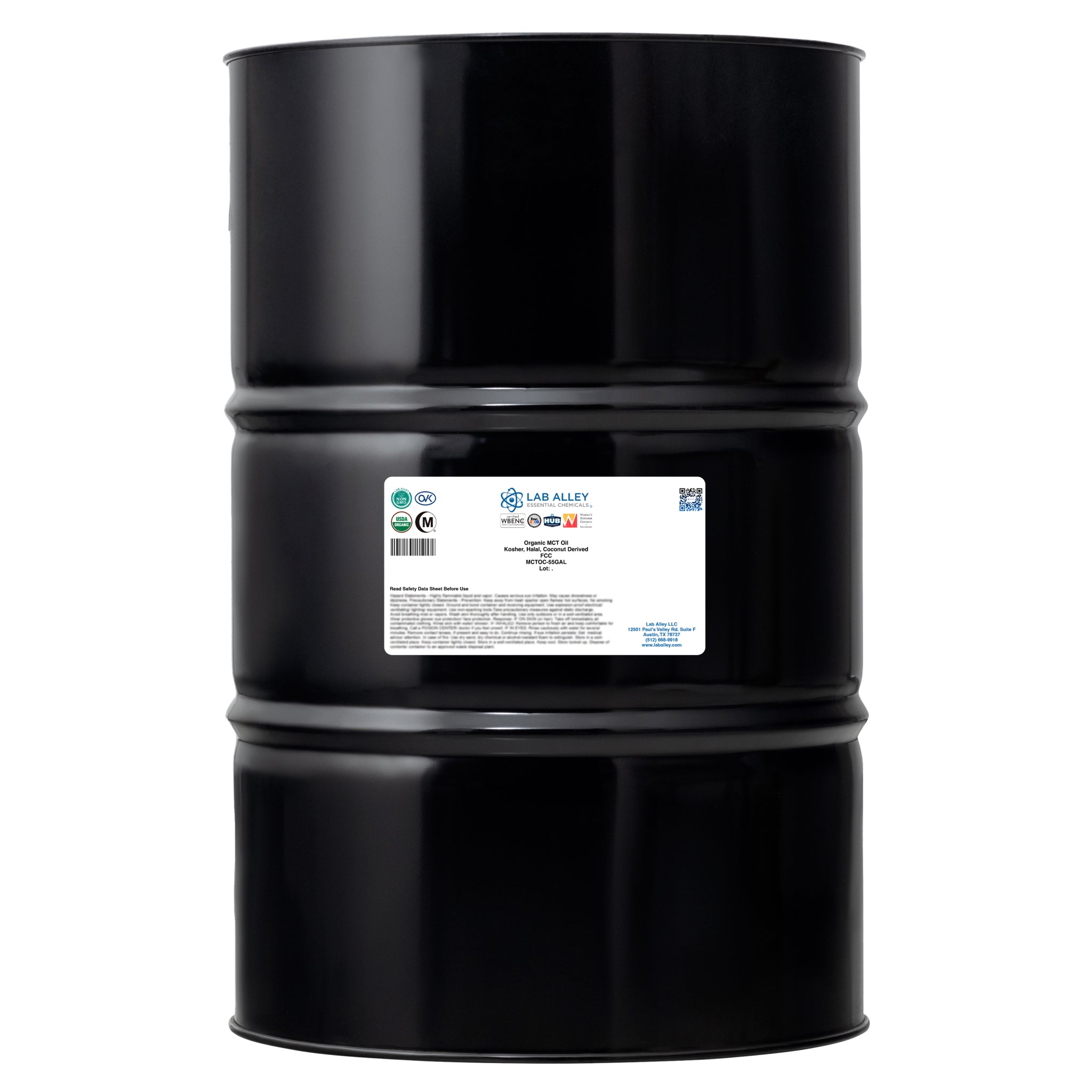 Organic MCT Oil, Kosher, Halal, USP/FCC
