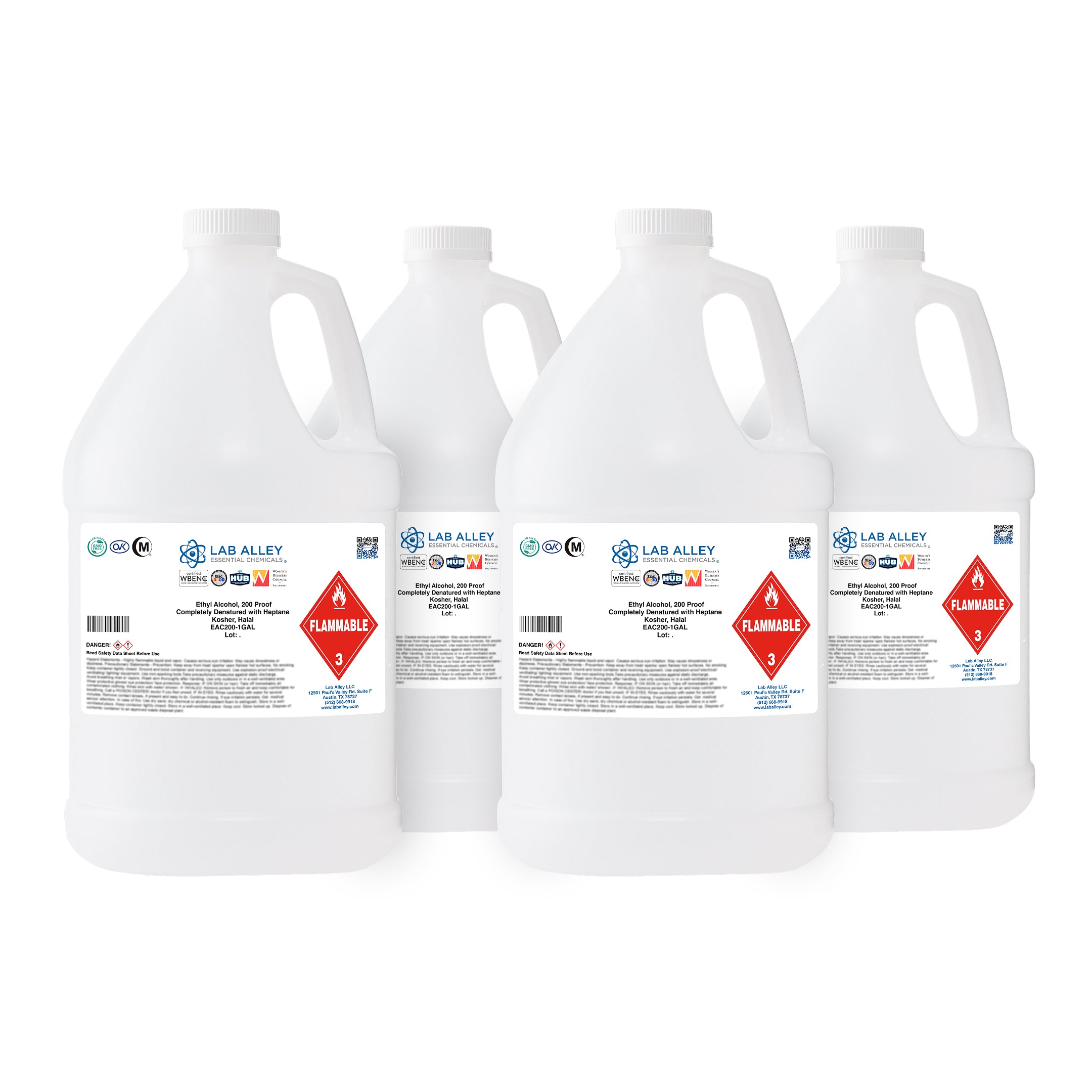 Ethanol 200 Proof (100%) Completely Denatured with Heptane, Kosher, Halal