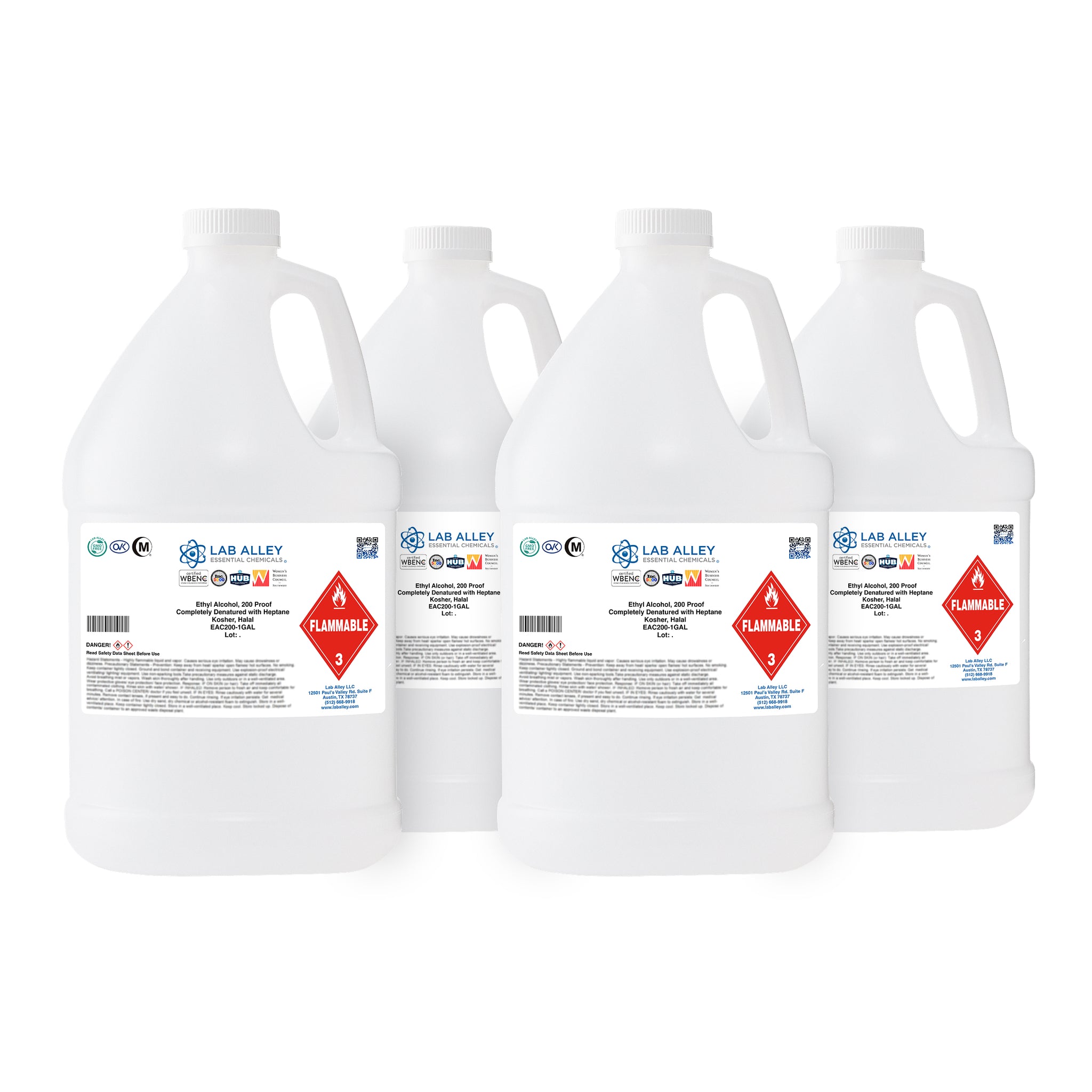 Ethanol 200 Proof (100%) Completely Denatured with Heptane, Kosher, Halal