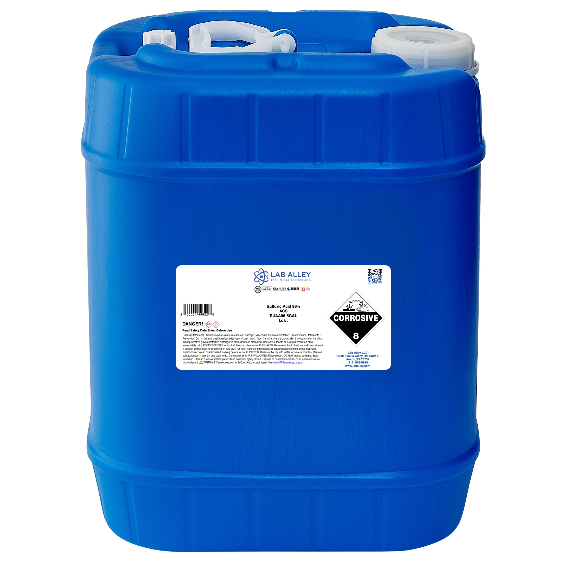 Sulfuric Acid 96% ACS Reagent Grade Solution (95-98%, Concentrated H2SO4)