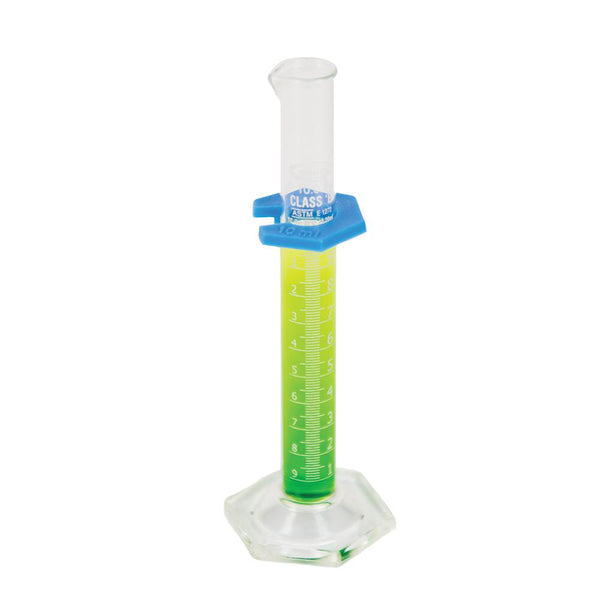 Graduated Glass Cylinders with Hex Base & Double Metric Scale, Class B, Borosilicate Glass