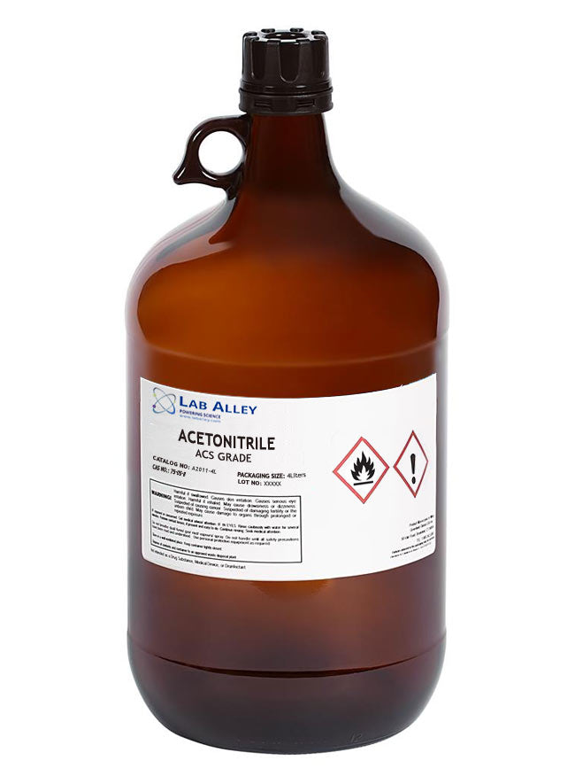Acetonitrile, ACS Grade, 4 Liter Glass Bottle