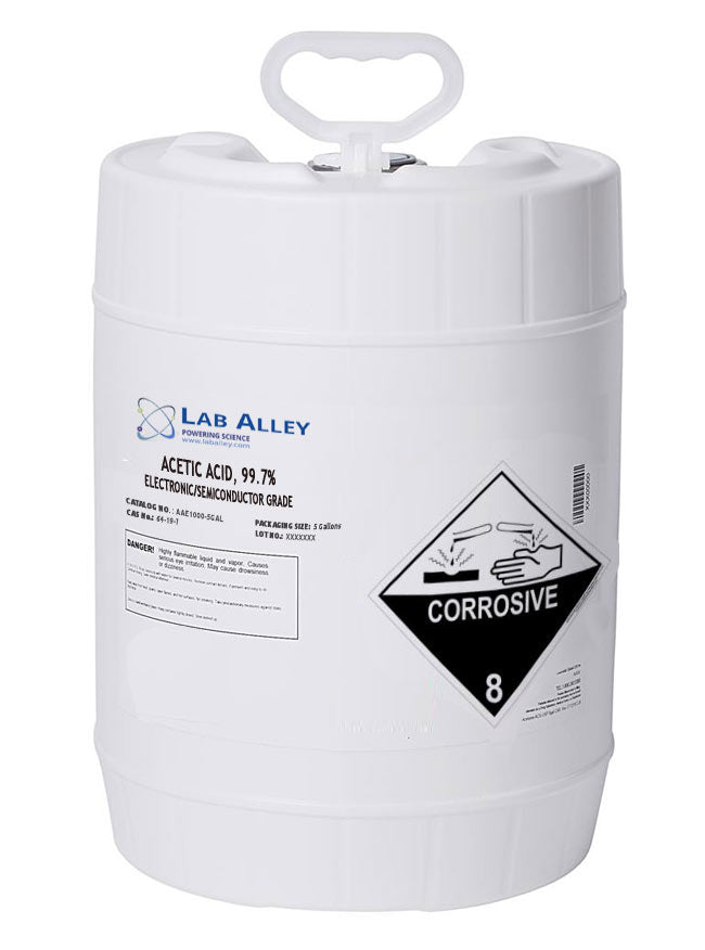 Acetic Acid, Electronic/Cleanroom Grade, 99.7%, 5 Gallon Pail