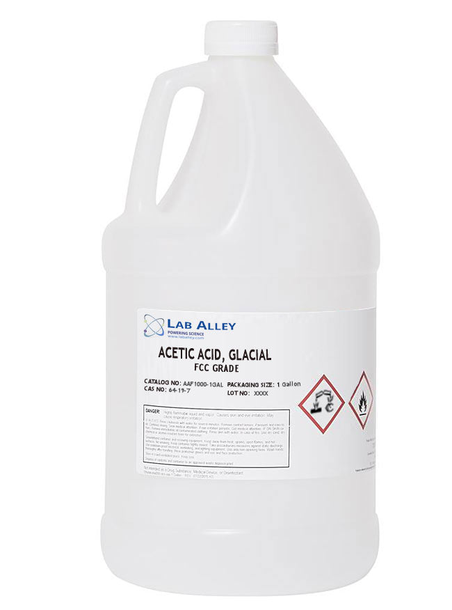 Acetic Acid, Glacial, Food Grade (FCC), Kosher, 1 Gallon