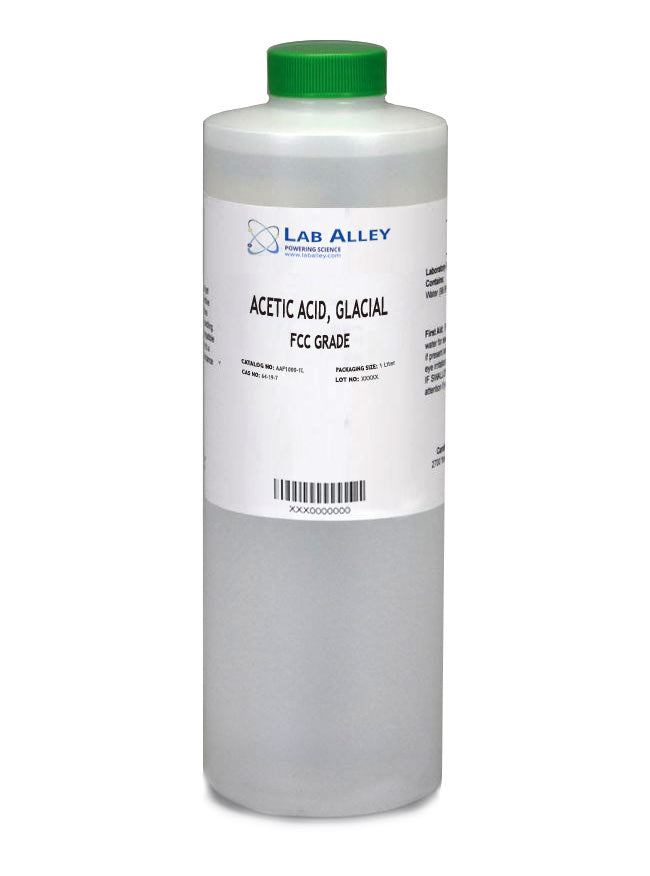 Acetic Acid, Glacial, Food Grade (FCC), Kosher, 1 Liter