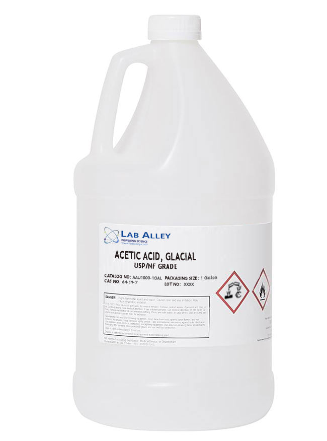 Acetic Acid, Glacial, USP/NF Grade, 1 Gallon. Requires Hazmat fee.