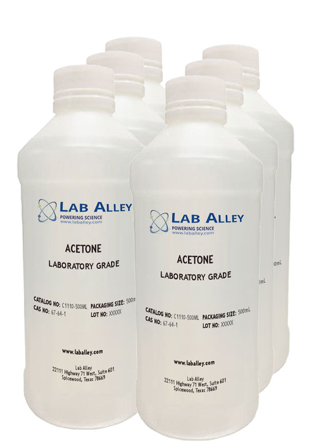 Acetone, Lab Grade, 100%, 6x500mL