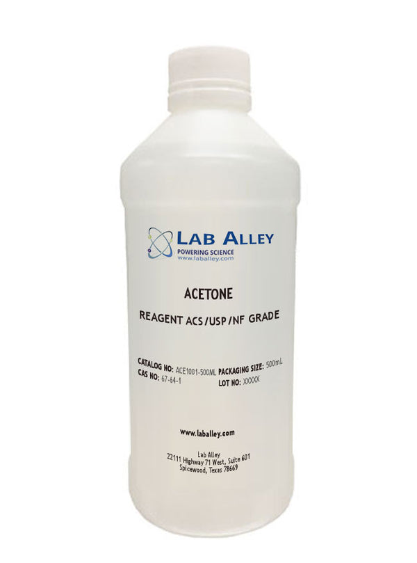 LabAlley Acetone ACS Reagent USP Food Grade 100%, 500mL