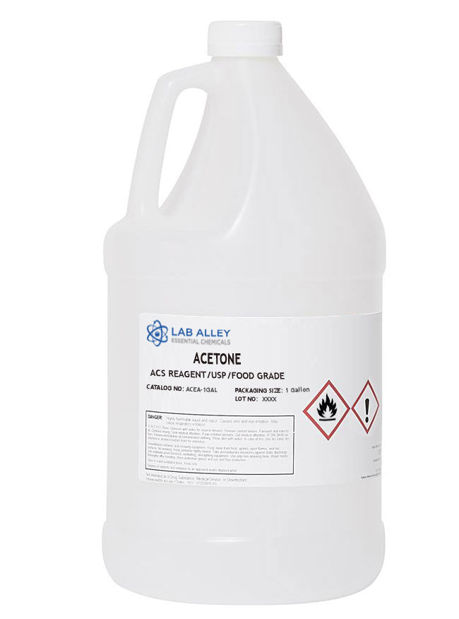 Lab Alley Brand Acetone ACS Reagent USP ACS Reagent Food Grade 100%, 1 Gallon