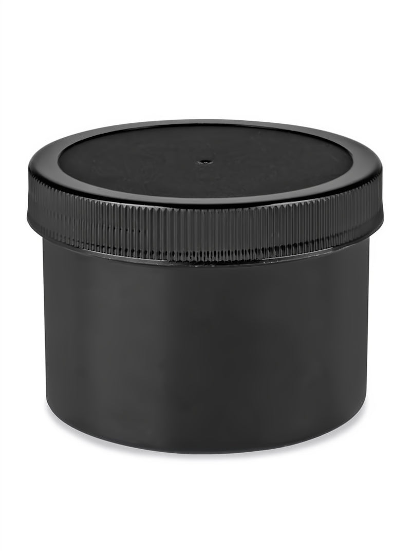 Black Round Wide-Mouth Plastic Jars Bulk Pack