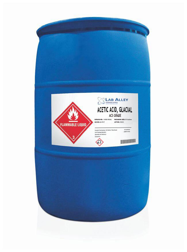 Acetic Acid, Glacial, ACS, 55 Gallons