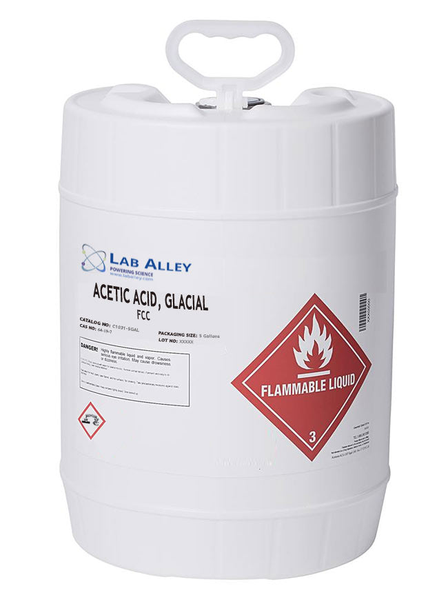 Acetic Acid. Glacial, FCC, 5 Gallons