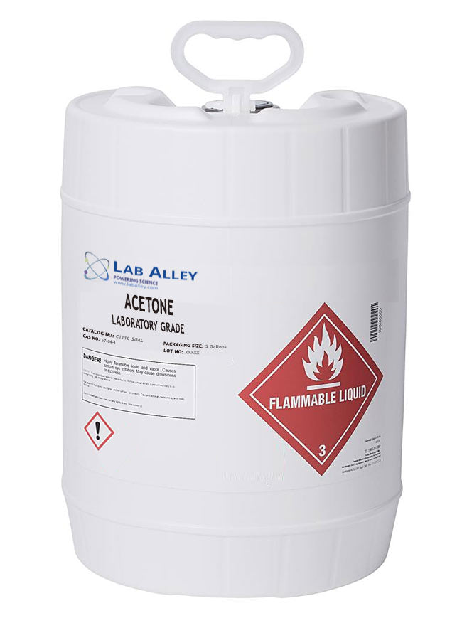 Acetone, Lab Grade, 100%, 5 Gallons
