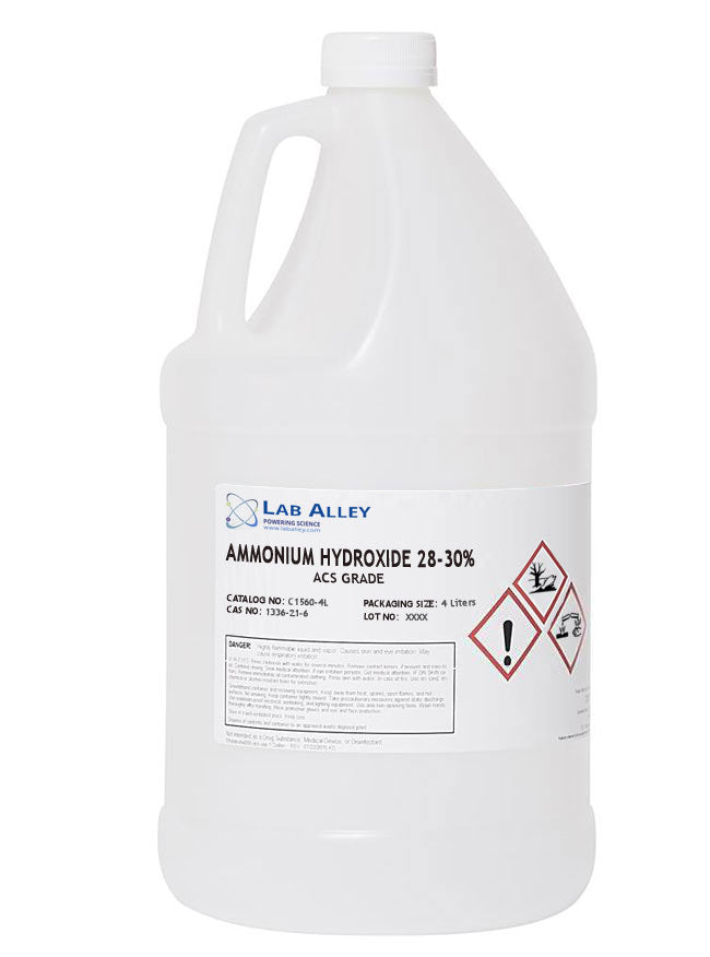 Ammonium Hydroxide, ACS Grade, 28-30%, 4 Liters
