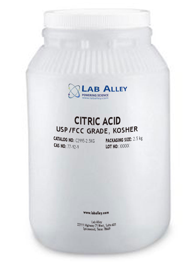Citric Acid, USP/FCC Grade, Kosher, 2.5 kg