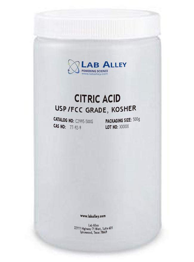 Citric Acid, USP/FCC Grade, Kosher, 500 g