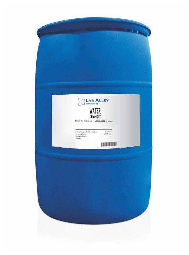 Deionized Water, Lab Grade, 55 Gallon Poly Drum