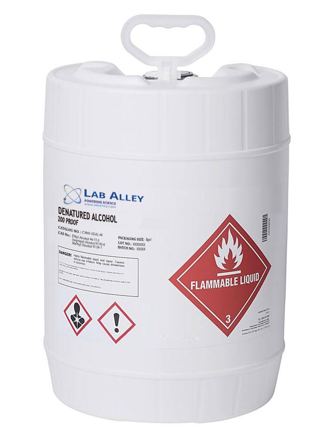 Buy Lab Alley Ethanol 200 Proof 100% Denatured with Heptane for Botanical Extraction, 5 Gallons