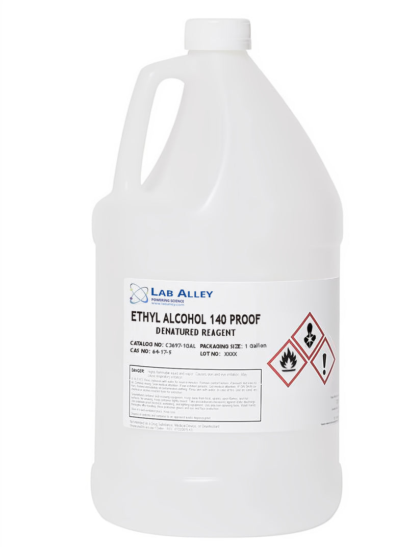 ethyl alcohol 140 proof denatured reagent, 1 Gallon