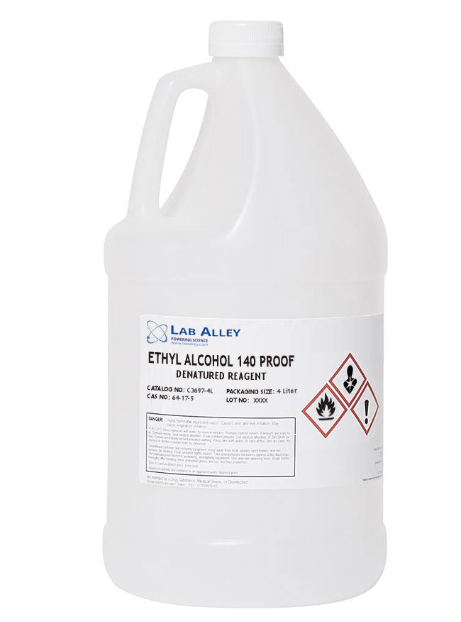140 Proof Ethanol  Denatured 70% Ethyl Alcohol, 4 Liters