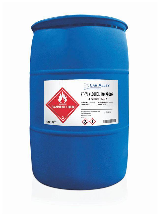 Denatured ethyl alcohol 140 proof, 55 Gallon Drum
