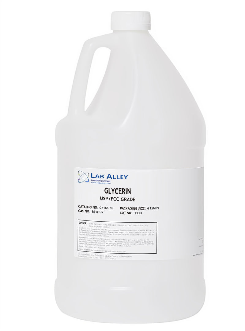 Glycerin, USP/NF/FCC Grade, Kosher, 99%, 4 Liter