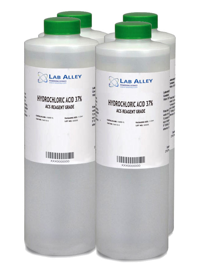 Hydrochloric Acid, ACS Reagent Grade, 37%, 4x1 Liter