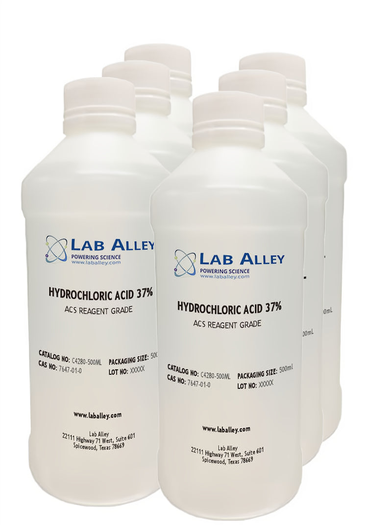 Hydrochloric Acid, ACS Reagent Grade, 37%, 6x500ml