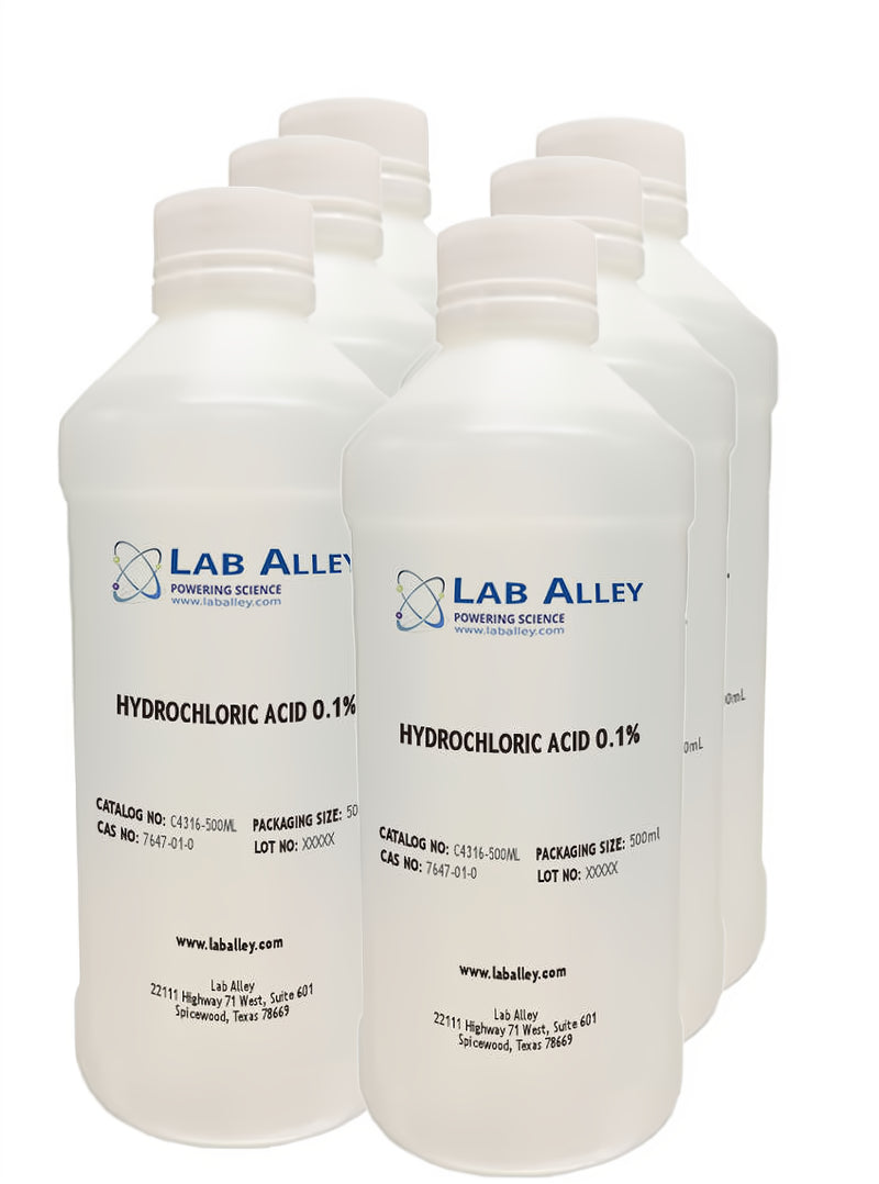 Hydrochloric Acid, 0.1%, 6x500ml