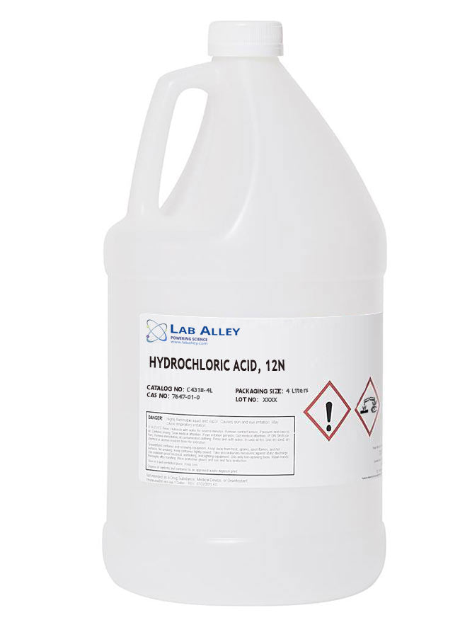 Hydrochloric Acid, Reagent Grade, 12N, 4 Liters
