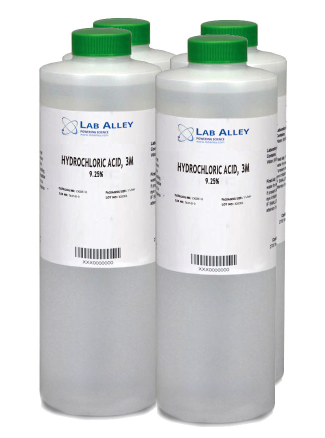 Hydrochloric Acid, 3M  (9.25%), 4x1 Liter