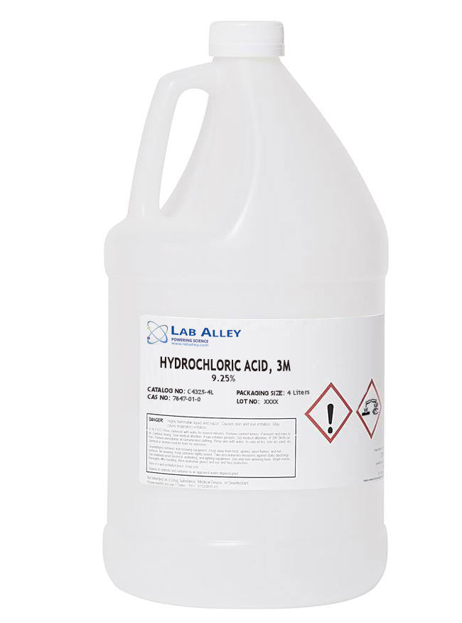 Hydrochloric Acid, 3M  (9.25%), 1 Gallon